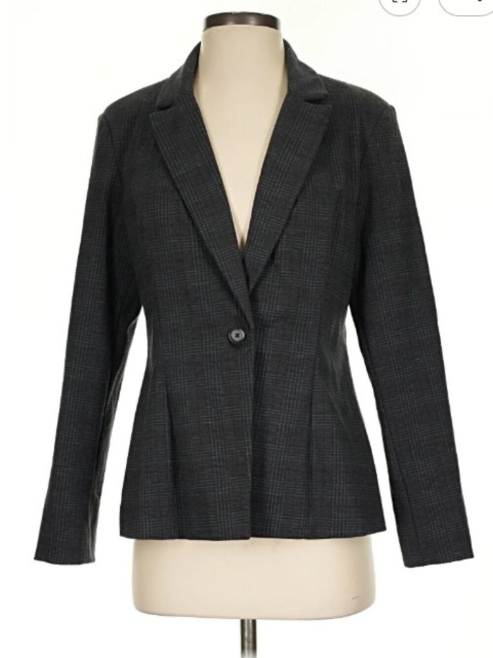 Nanette Lepore Women's Gray Plaid Single-Button Blazer